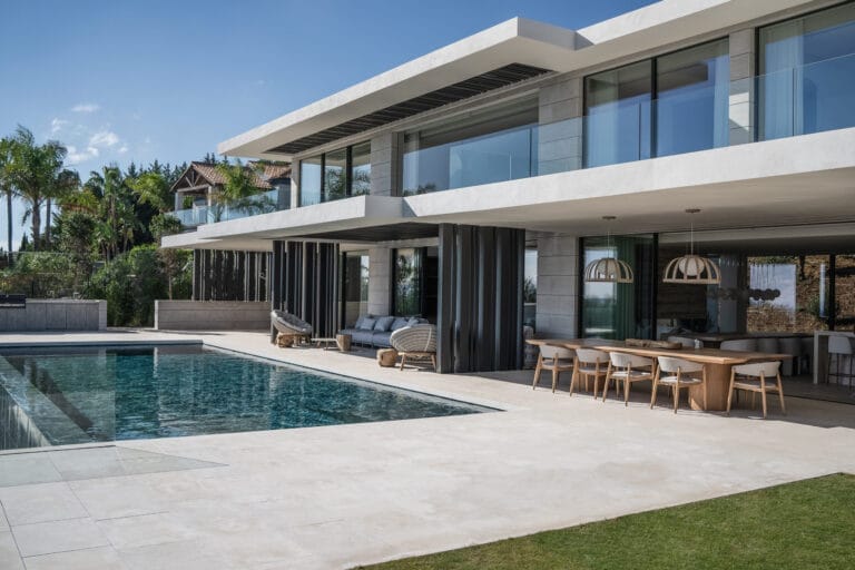 Bio architectural villa with spectacular design and open panoramic views in La Reserva, Sotogrande