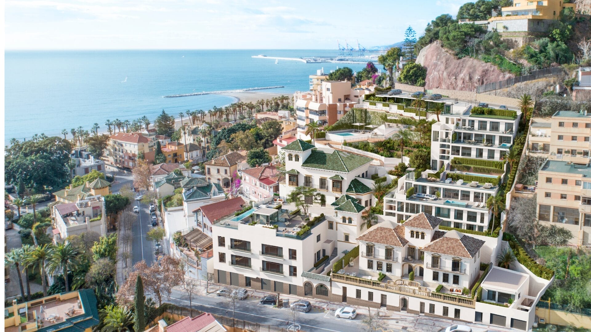 Luxury apartment with two communal swimming pools and sea views in the east of Malaga