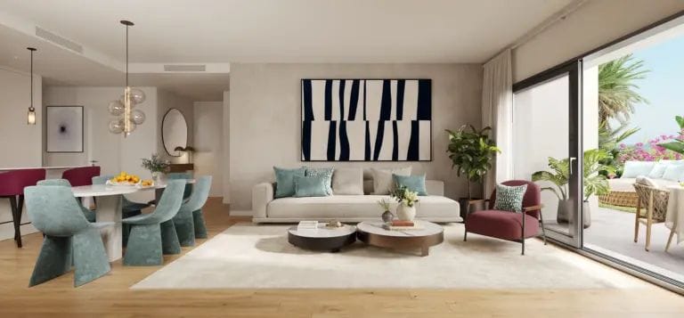Refined ground floor apartment with private garden and terrace in Casares Costa, Málaga