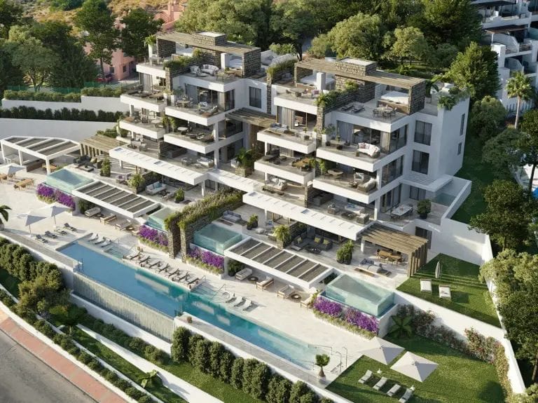 Stylish gated complex next to a golf course